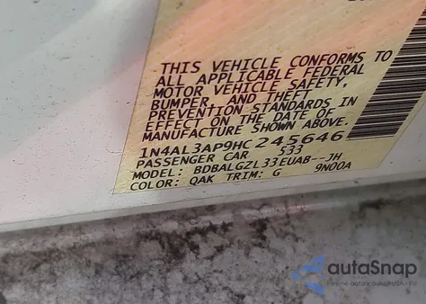 2017 Nissan Altima 2.5 S from USA, damaged, VIN 1N4AL3AP9HC245646